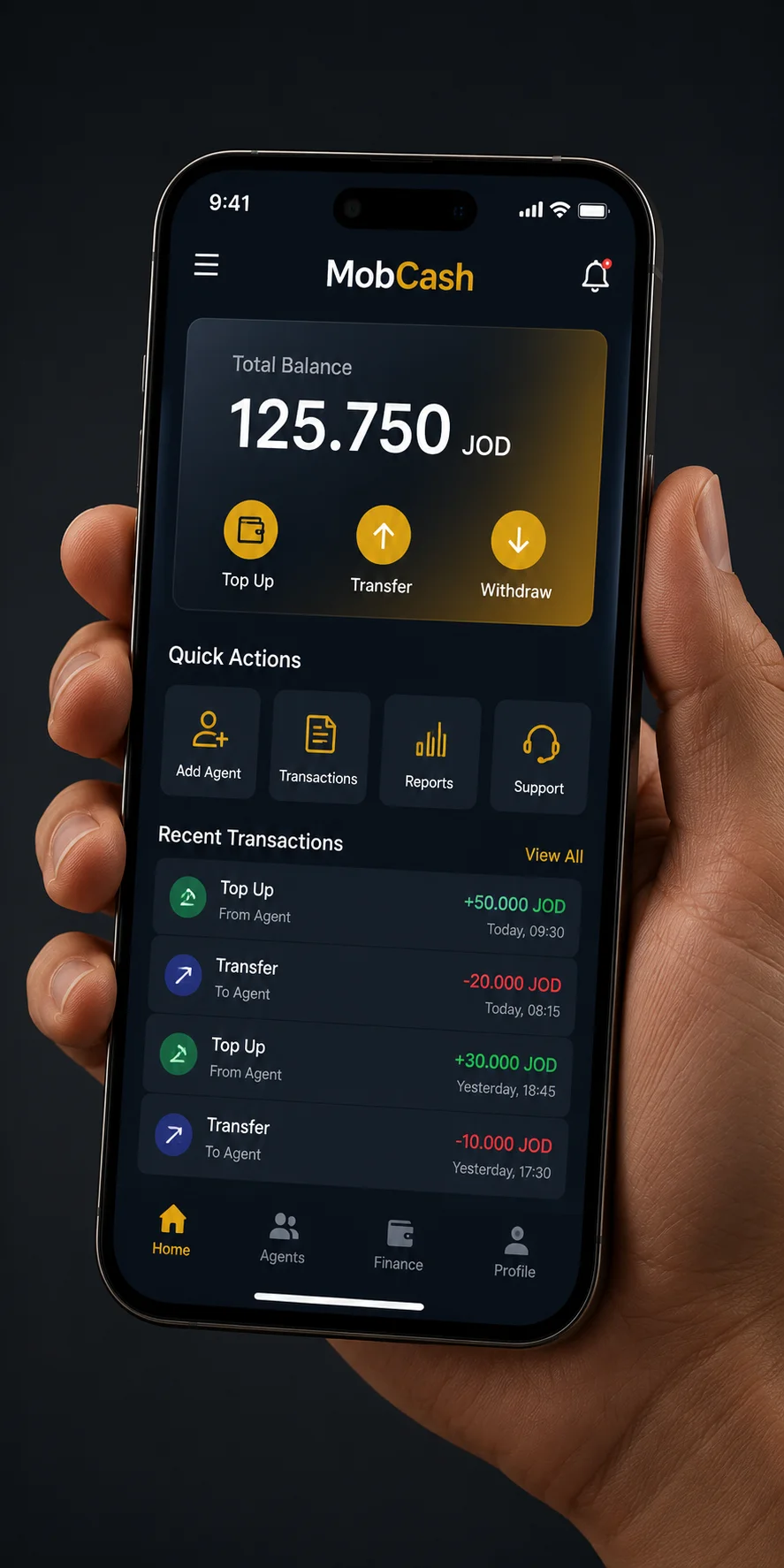 تطبيق MobCash لوكلاء 1xBet على الهاتف